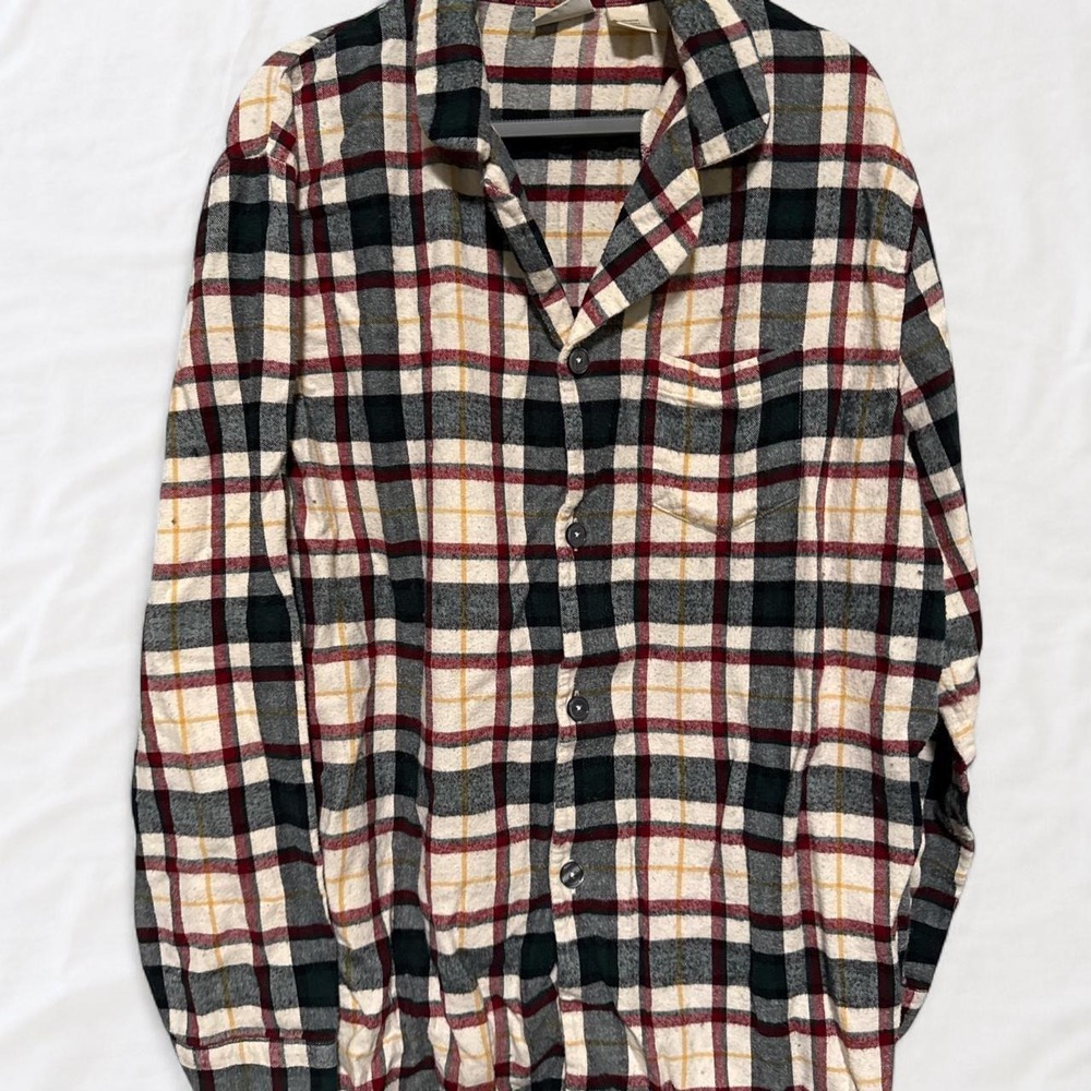 LL Bean Mens Flannel Shirt Red White Plaid Button Up Top XL Tall 500668
